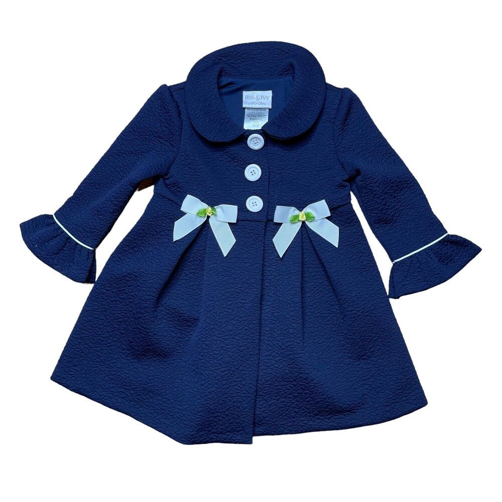 Iris & Ivy Size 18M Baby Girl Navy Blue Dress‎ Jacket Bows